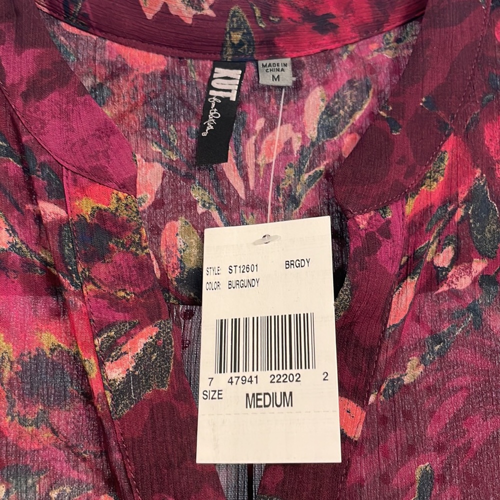 KUT FROM THE KLOTH Hals Bishop Sleeve Blouse NWT - Picture 3 of 4
